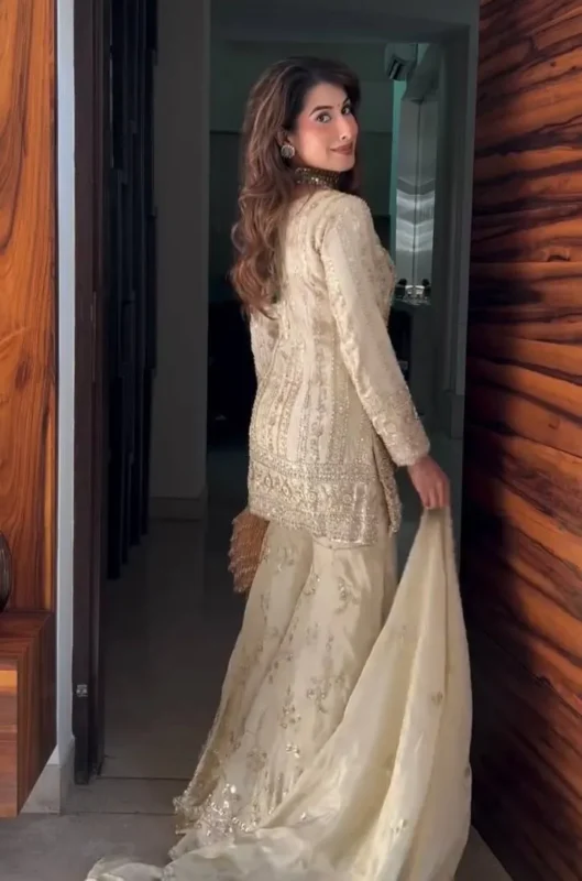 Stylish Sabina 1689 Cream Faux Georgette Embroidery Readymade Dress Wholesale 2026