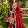 Sabina 5316 Silk Embroidery Sequence Readymade Dress