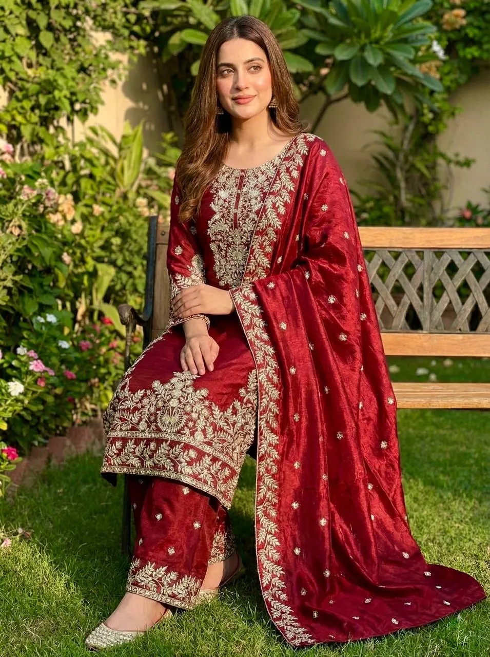 Sabina 5316 Silk Embroidery Sequence Readymade Dress