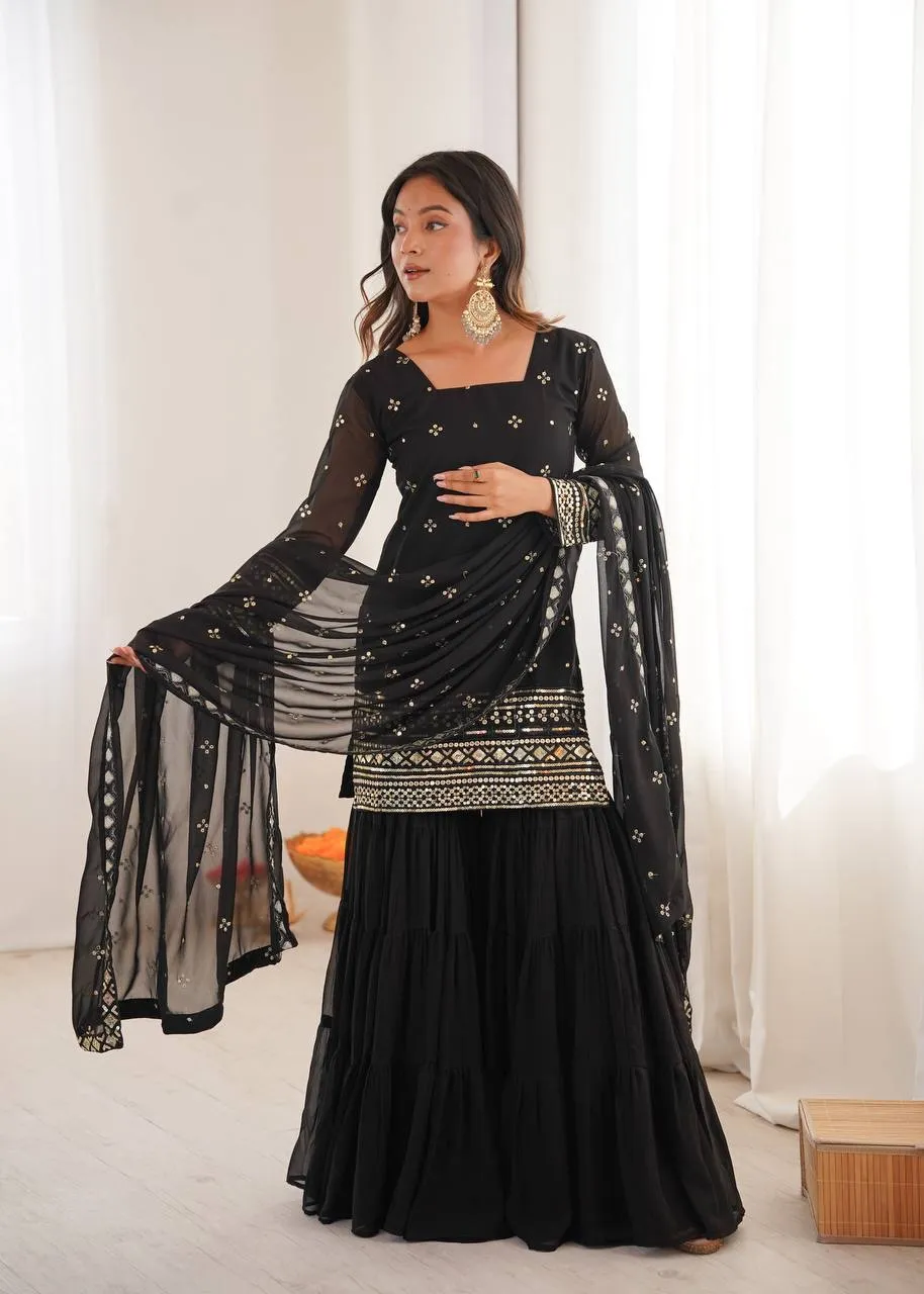 Sabina 5317 Black Georgette Embroidery Readymade Dress