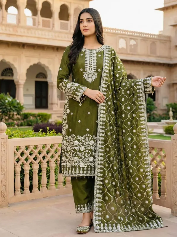Buy Sabina 5320 Silk Embroidery Mehndi Occasion Readymade Dress Wholesale 2026