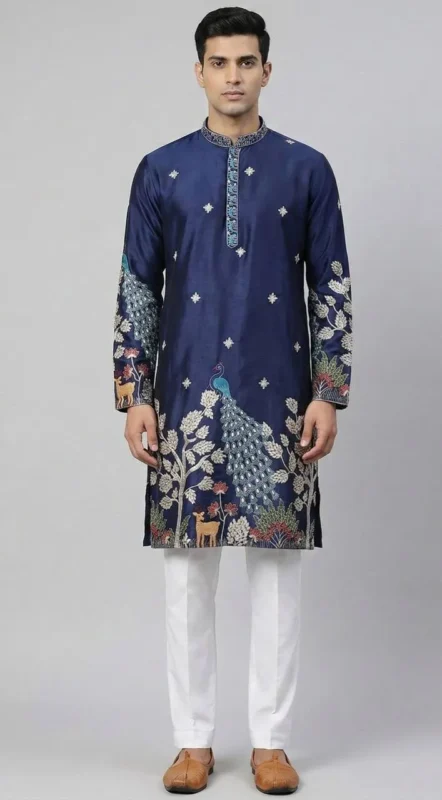 Buy Shyam Vol 49 Malai Silk Embroidery Kurta Pajama Men’s Wear Wholesale 2026