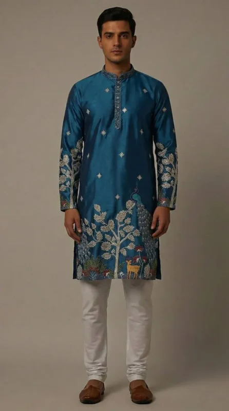 Buy Shyam Vol 49 Malai Silk Embroidery Kurta Pajama Men’s Wear Wholesale 2026