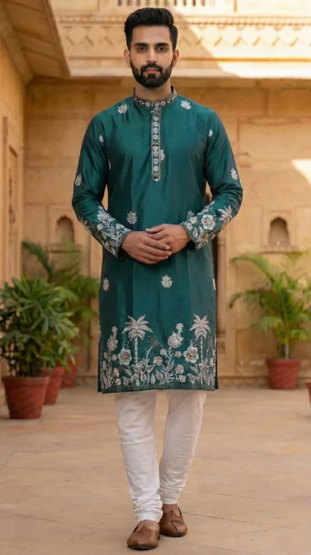 Buy Shyam Vol 53 Malai Silk Embroidery Kurta Pajama Men’s Wear Wholesale 2026