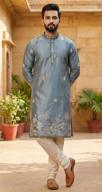 Buy Shyam Vol 53 Malai Silk Embroidery Kurta Pajama Men’s Wear Wholesale 2026
