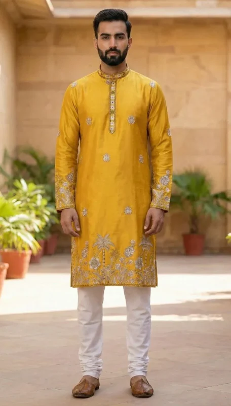 Buy Shyam Vol 53 Malai Silk Embroidery Kurta Pajama Men’s Wear Wholesale 2026