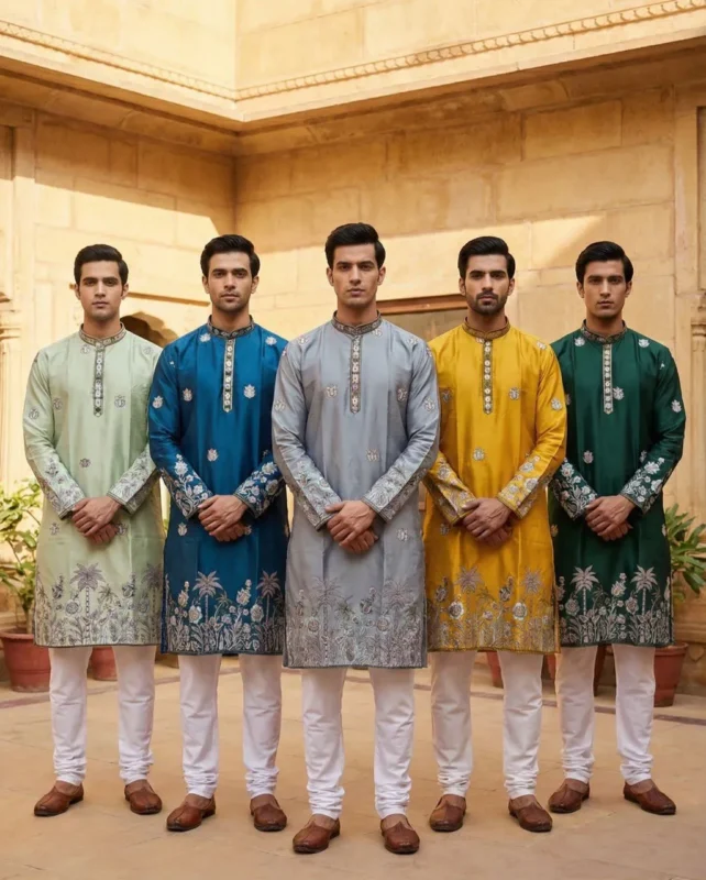Buy Shyam Vol 53 Malai Silk Embroidery Kurta Pajama Men’s Wear Wholesale 2026