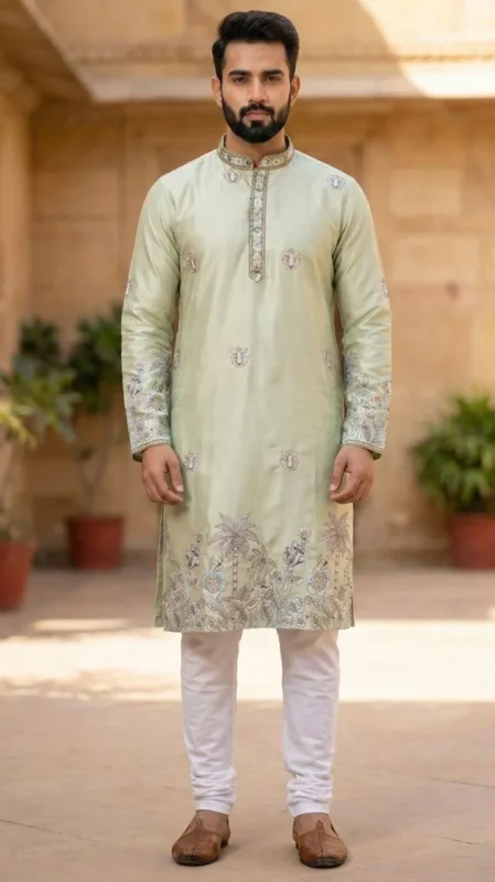 Buy Shyam Vol 53 Malai Silk Embroidery Kurta Pajama Men’s Wear Wholesale 2026