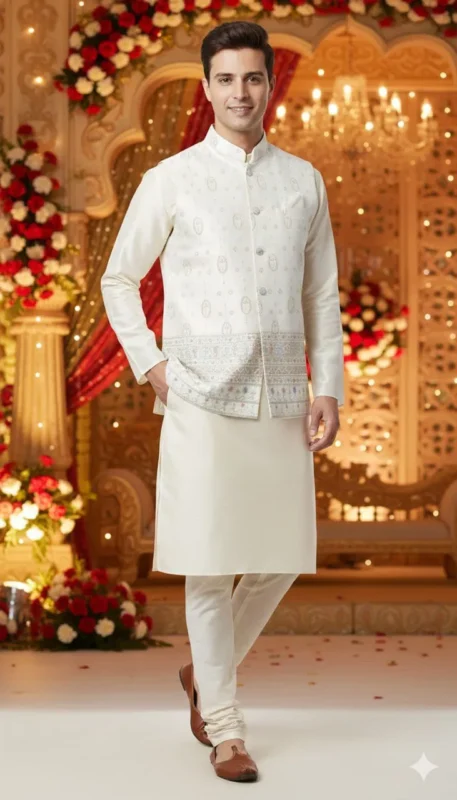 Stylish Shyam Vol 61 Heavy Silk Wedding Kurta Pajama With Koti Men’s Wear Wholesale 2026