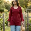 SS2016 Heavy Rayon Chikan Work Short Top Western Wear