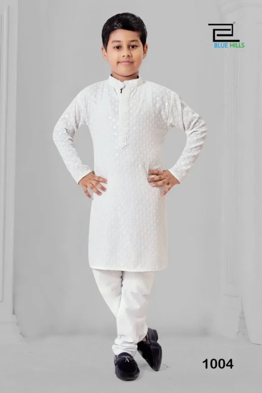 Beautiful SS2016 Prince Rayon Chikankari Work Kurta Pajama Kids Wear Wholesale 2026