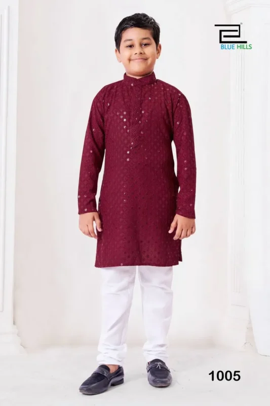 Beautiful SS2016 Prince Rayon Chikankari Work Kurta Pajama Kids Wear Wholesale 2026