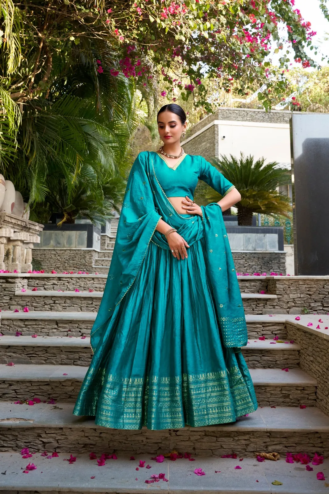 Stylish WMN 1906A Pure Chanderi Zari Weaving Lehenga Choli Wholesale 2026