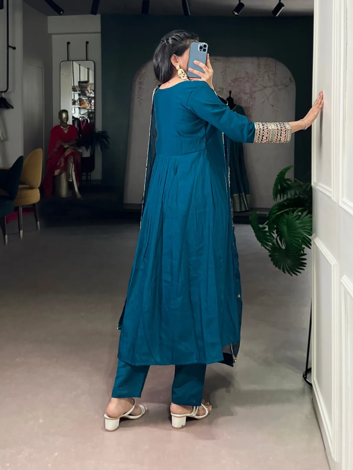 Stylish WMN 3034 Rama Color Roman Silk Embroidery Readymade Dress Wholesale 2026