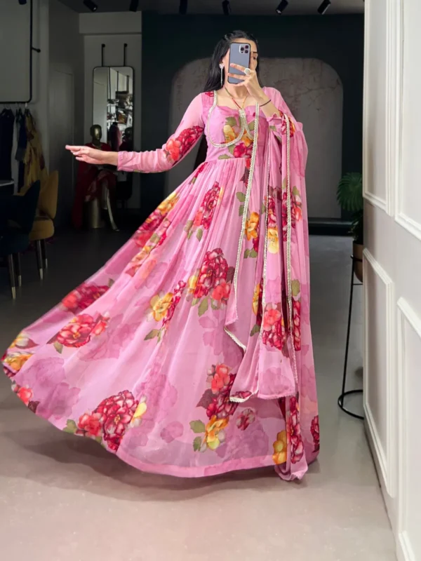 Buy WMN 5103 Chiffon Floral Printed Festival Gown Wholesale 2026