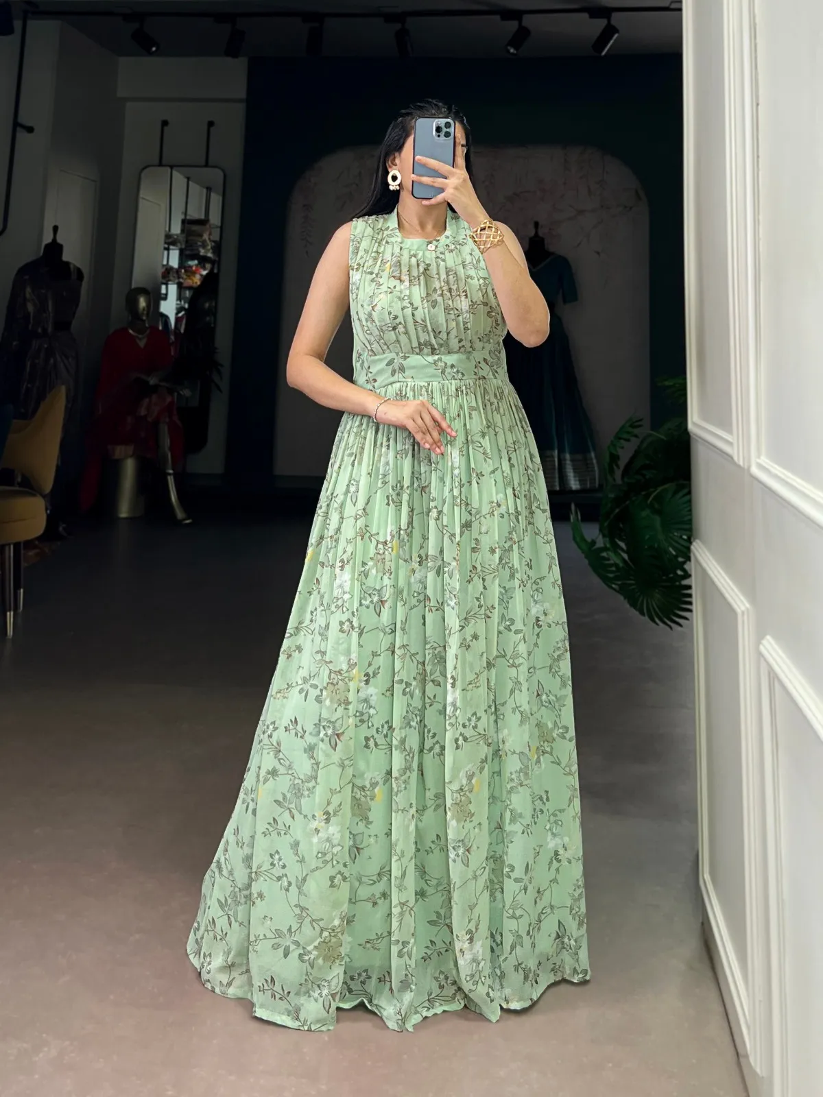 Latest WMN 5200 Weightless Marbal Floral Printed Gown Wholesale 2026