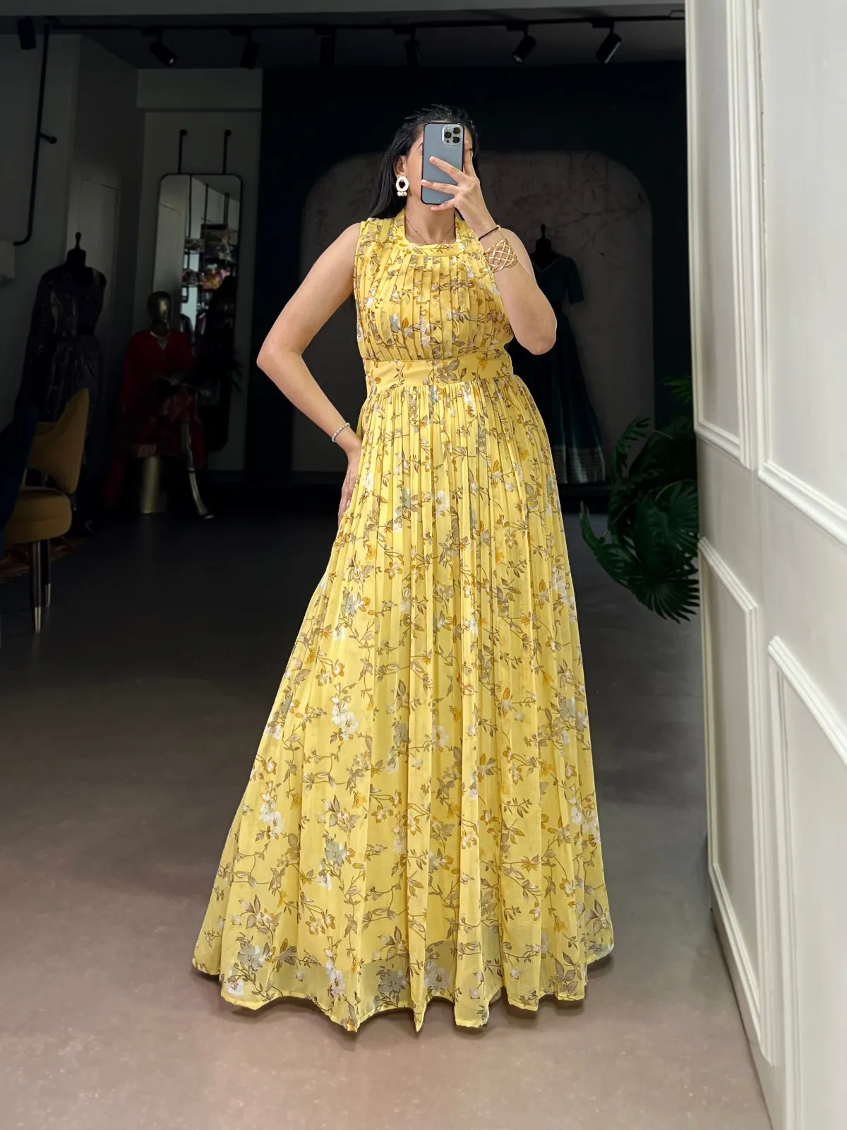 Latest WMN 5200 Weightless Marbal Floral Printed Gown Wholesale 2026