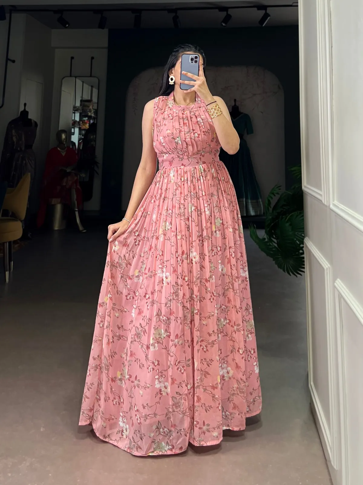 Latest WMN 5200 Weightless Marbal Floral Printed Gown Wholesale 2026
