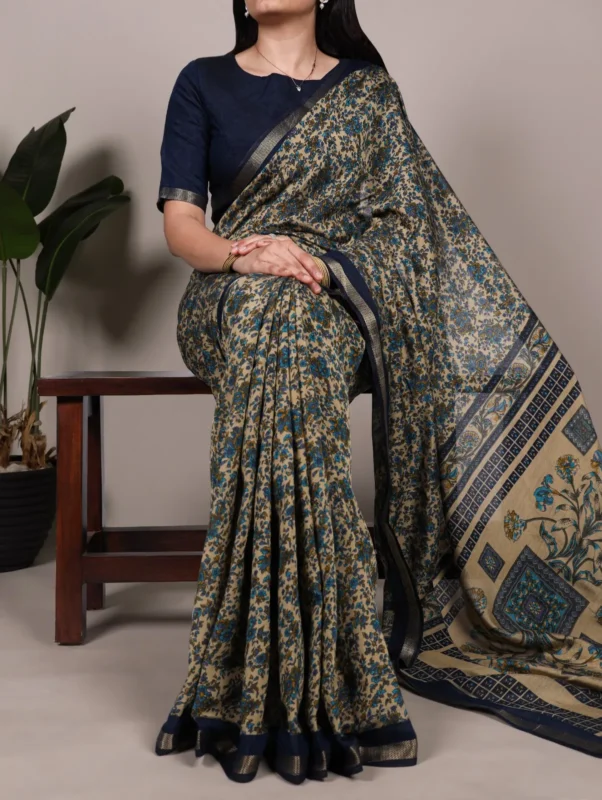 Buy WMN 7200 Polyester Viscose Chanderi Printed Saree Wholesale 2026