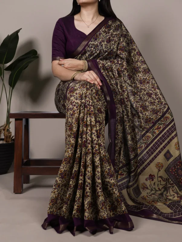 Buy WMN 7200 Polyester Viscose Chanderi Printed Saree Wholesale 2026