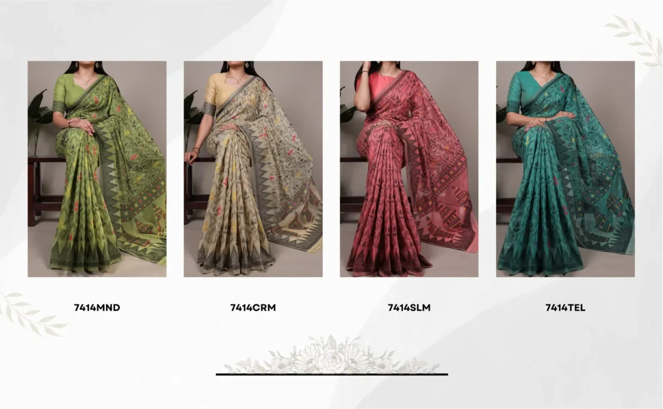 Stylish WMN 7414A Poly Cotton Printed Saree Below 1000 Sarees Wholesale 2026