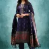 FFD Art Silk Festival Blue Color Readymade Dress Wholesale