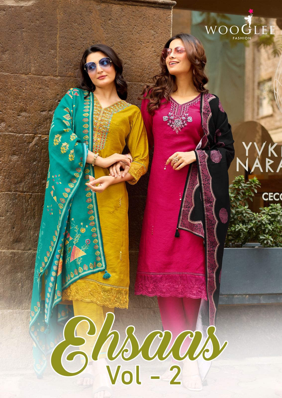 Wooglee Ehsaas Vol 2 Viscose Thread Worked Kurti With Bottom Dupatta Wholesale