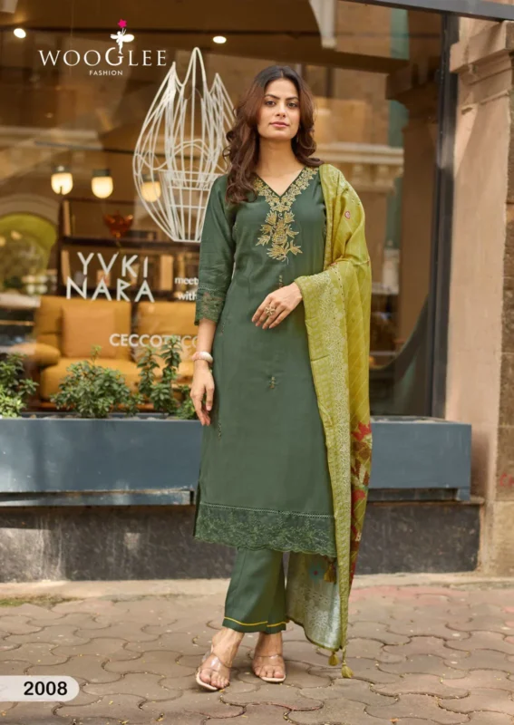 Buy Wooglee Ehsaas Vol 2 Viscose Thread Worked Kurti With Bottom Dupatta Wholesale 2026