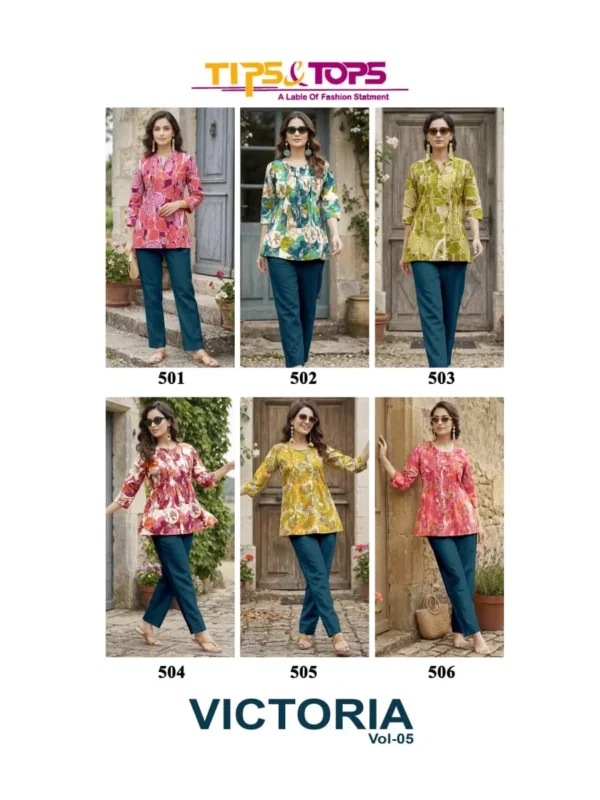 Buy Tips And Tops Victoria Vol 5 Cotton Printed Fancy Short Top Collection Wholesale 2026