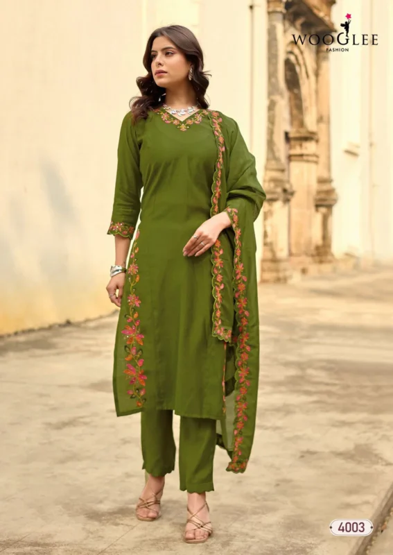 Launching Wooglee Rudrika Viscose Weaving Thread Worked Kurti With Bottom Dupatta Wholesale 2026