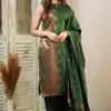FFD Art Silk Festival Green Readymade Dress Wholesale