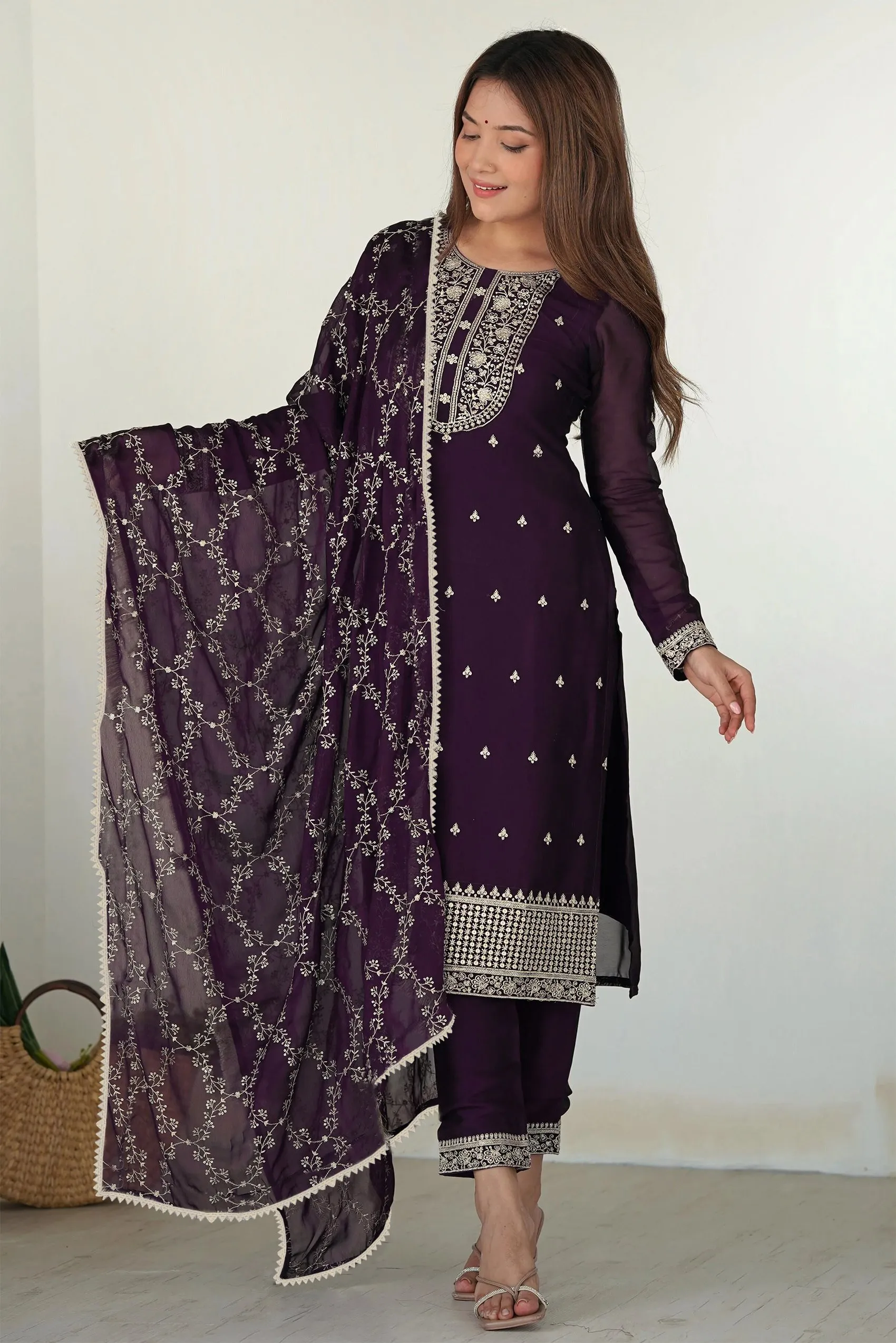 FFD Georgette Embroidery Readymade Dress Wholesale