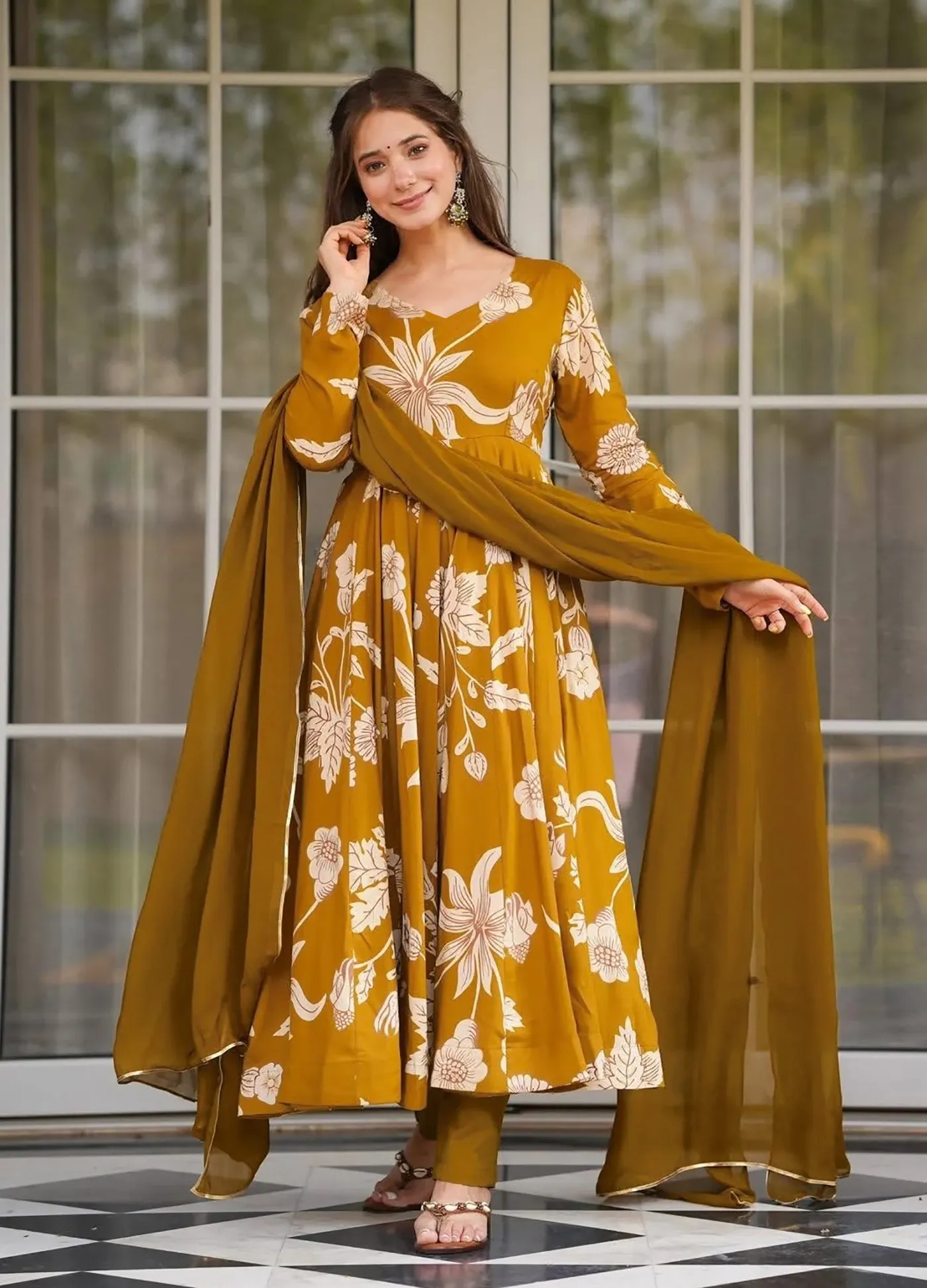 FFD Rayon slub Anarkali Readymade Dress Wholesale
