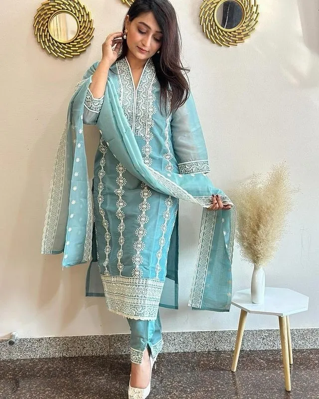 FFD Vichitra Silk Embroidery Readymade Dress Wholesale