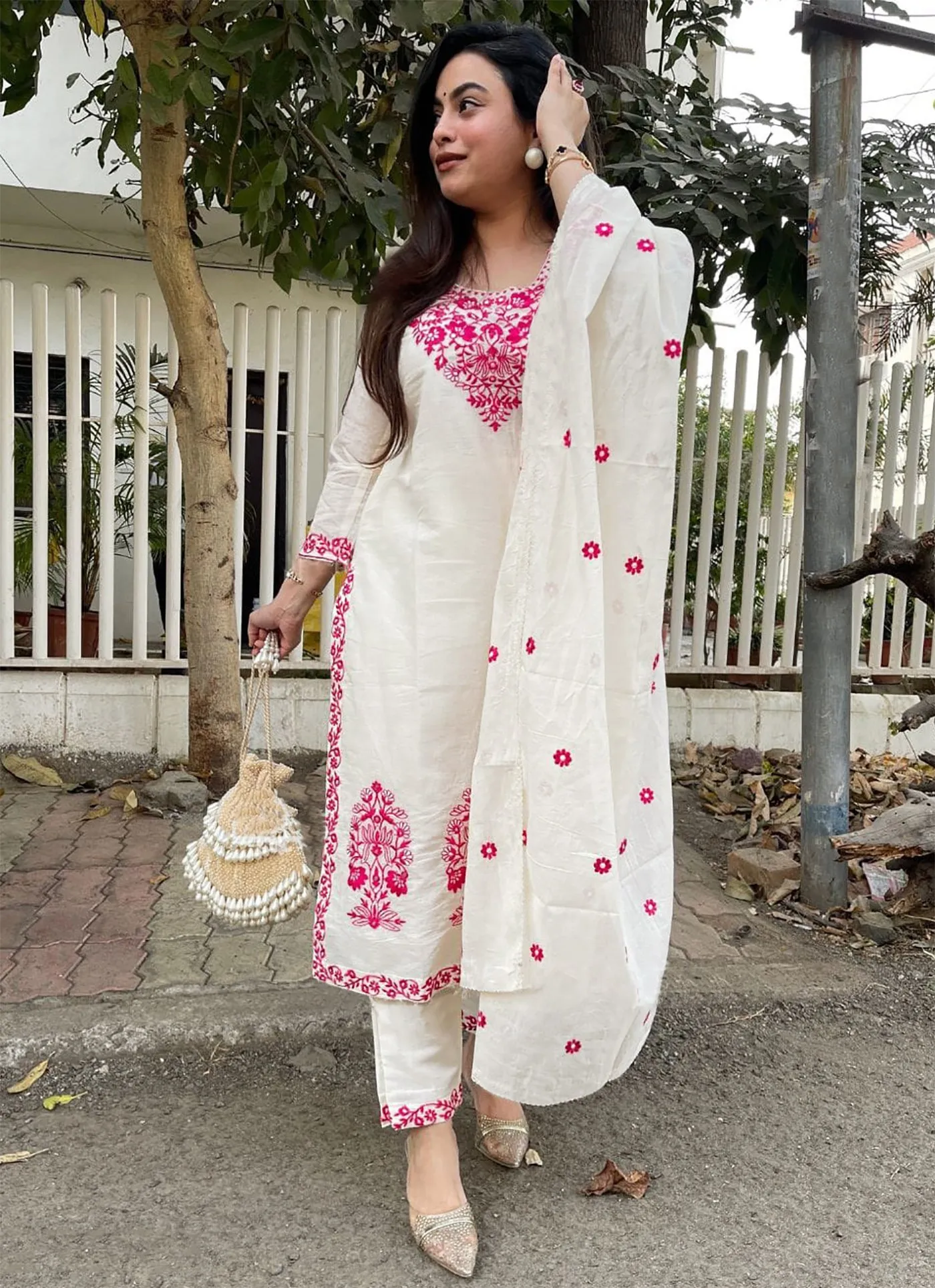 FFD Tesla Embroidery White Color Readymade Dress Wholesale