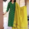 FFD Art Silk Weaving Green Readymade Dress Wholesale