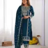 FFD Tesla Embroidery Cerulean Color Readymade Dress Wholesale