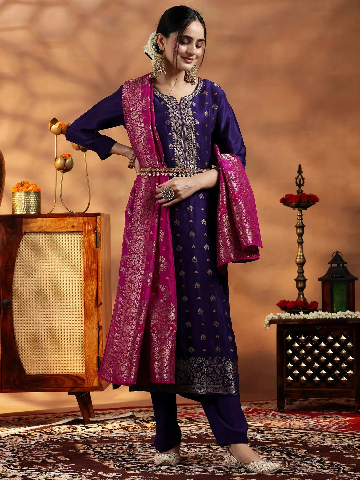 FFD Art Silk Embroidery Weaving Readymade Dress Wholesale