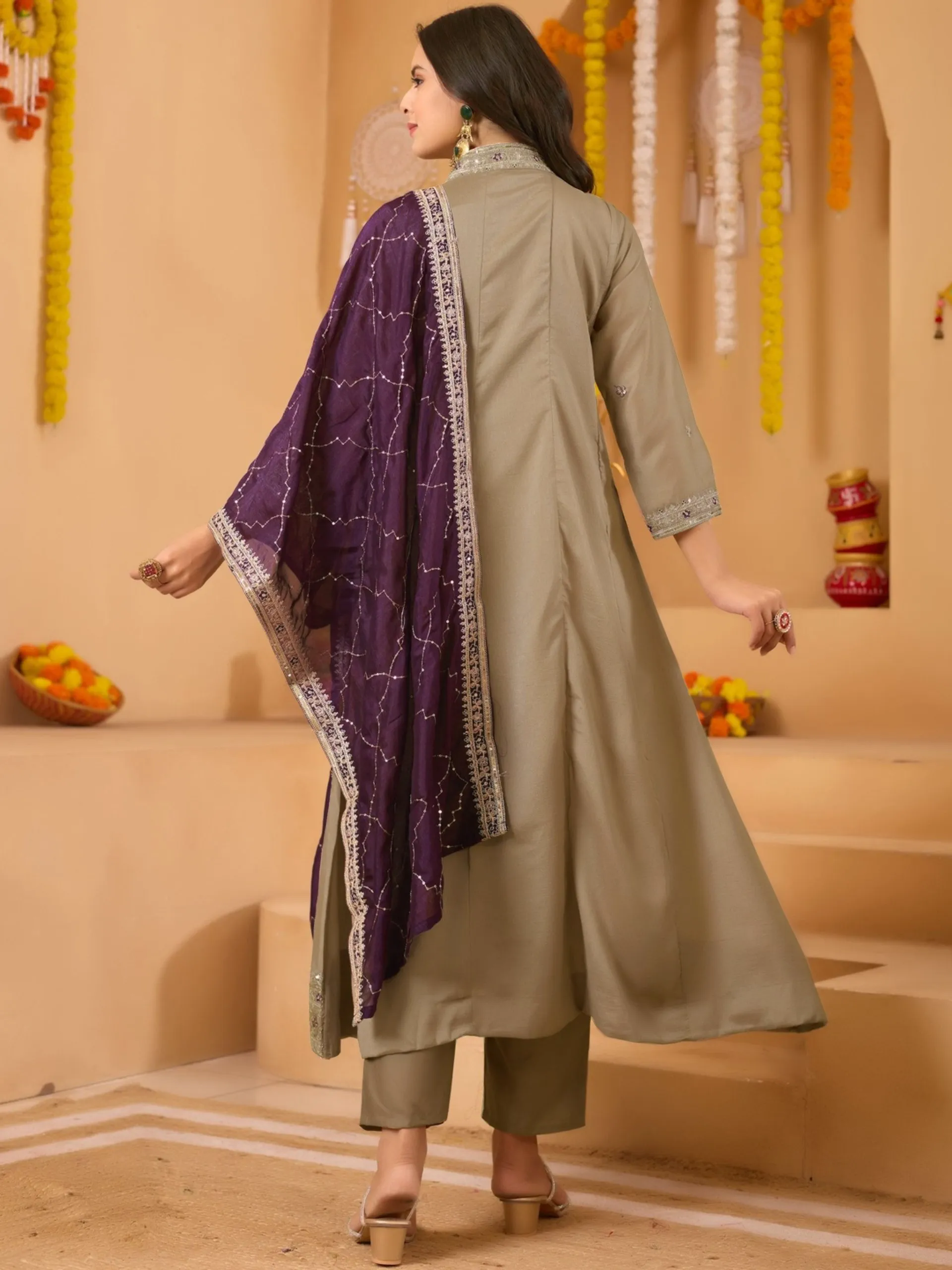 Beautiful FFD Vichitra Embroidery Anarkali Readymade Dress Wholesale 2026