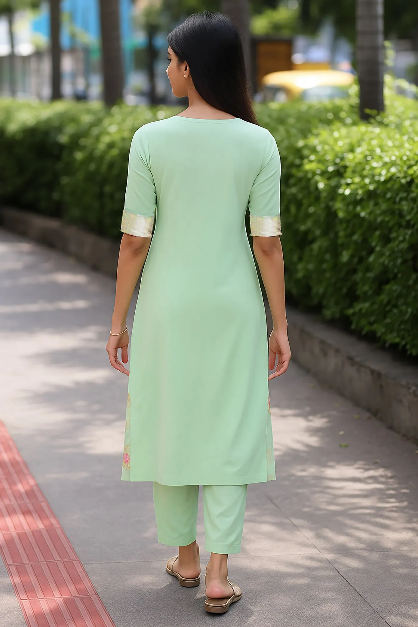 Latest FFD Art Silk Weaving Office Wear Readymade Dress Wholesale 2026