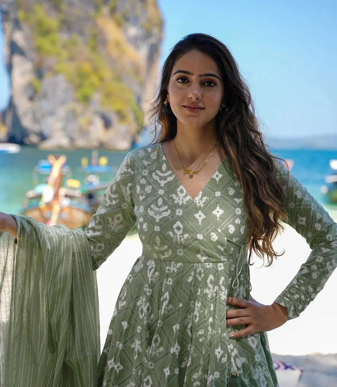 Stylish FFD Rayon Slub Printed Anarkali Readymade Dress Wholesale 2026