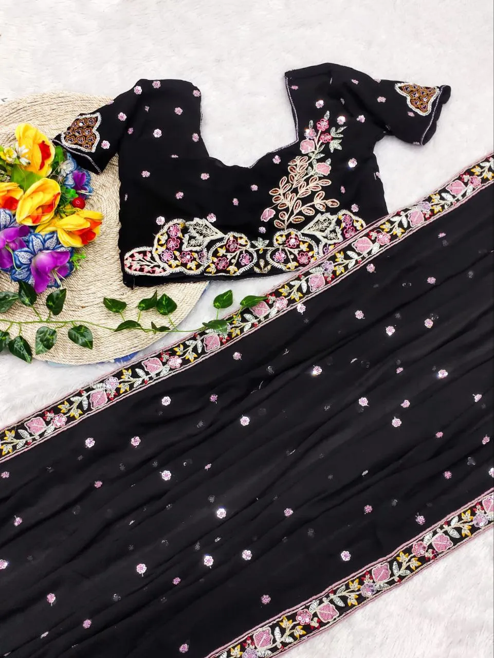 RC1 Blooming Trending Embroidery Designer Saree Wholesale
