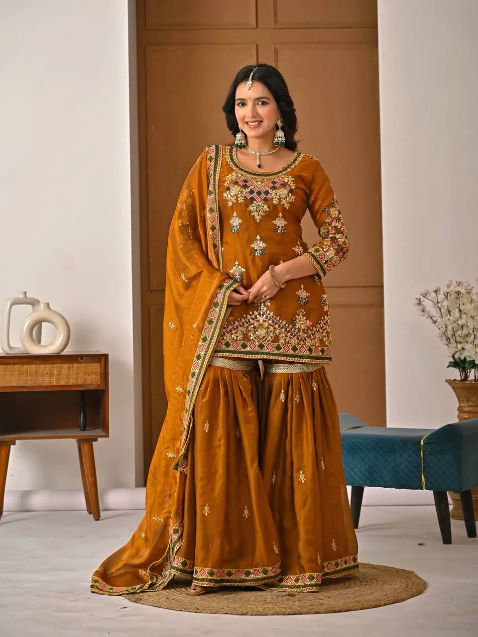 Buy NFD 5056 Fandy Silk Embroidery Work Sharara Suit Wholesale 2026