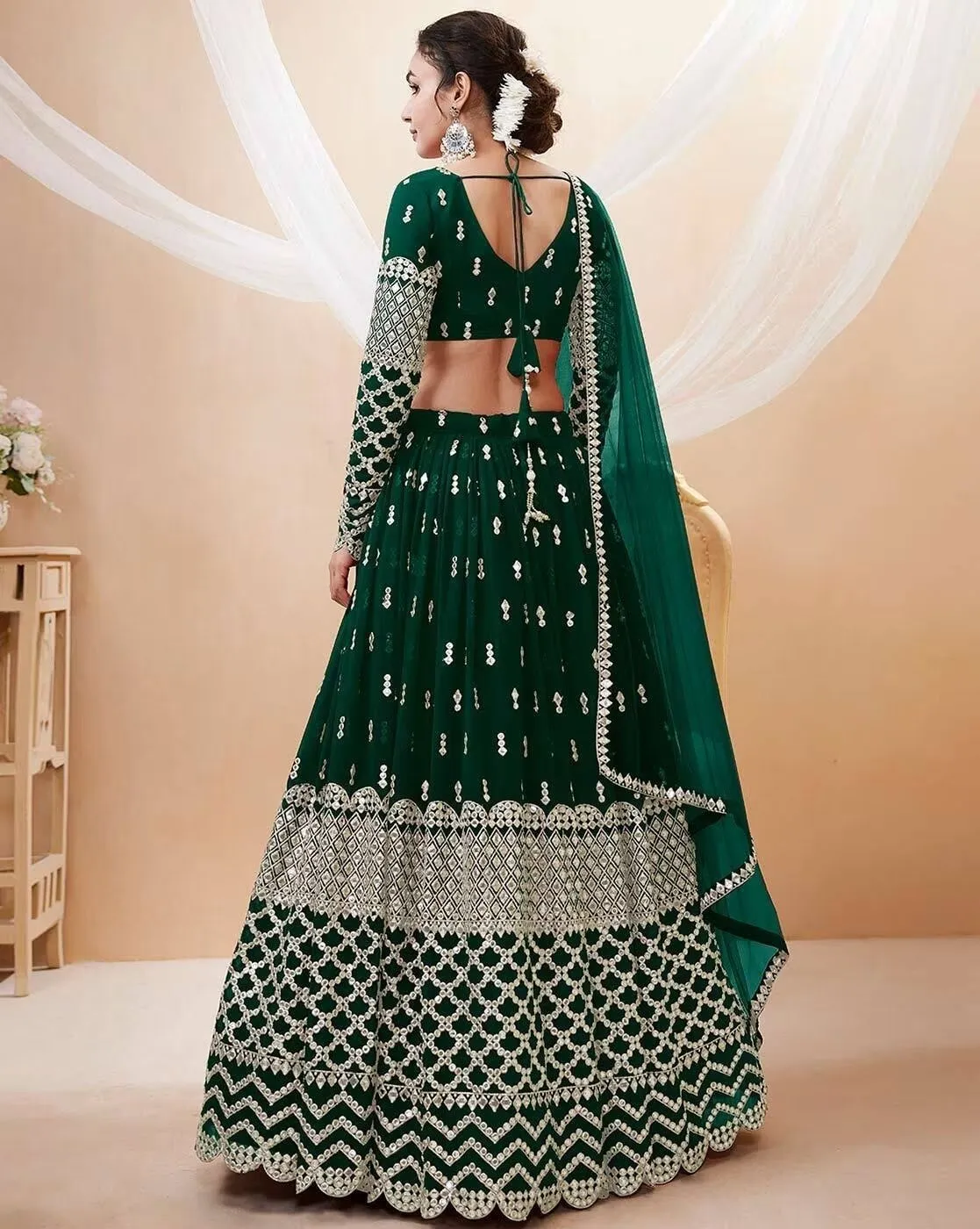 Latest FFD Georgette Green Wedding Lehenga Choli Wholesale 2026