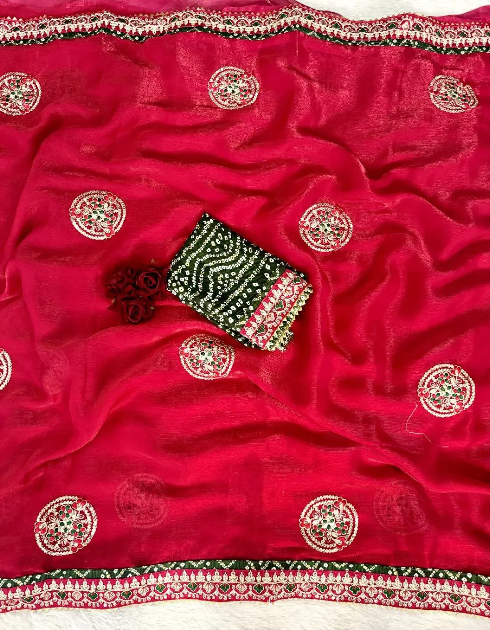 Latest RC1 Chiffon Rayon Bandhani Festival Saree Wholesale 2026