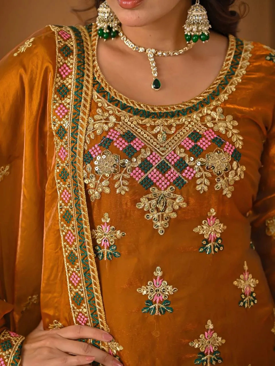 Buy NFD 5056 Fandy Silk Embroidery Work Sharara Suit Wholesale 2026