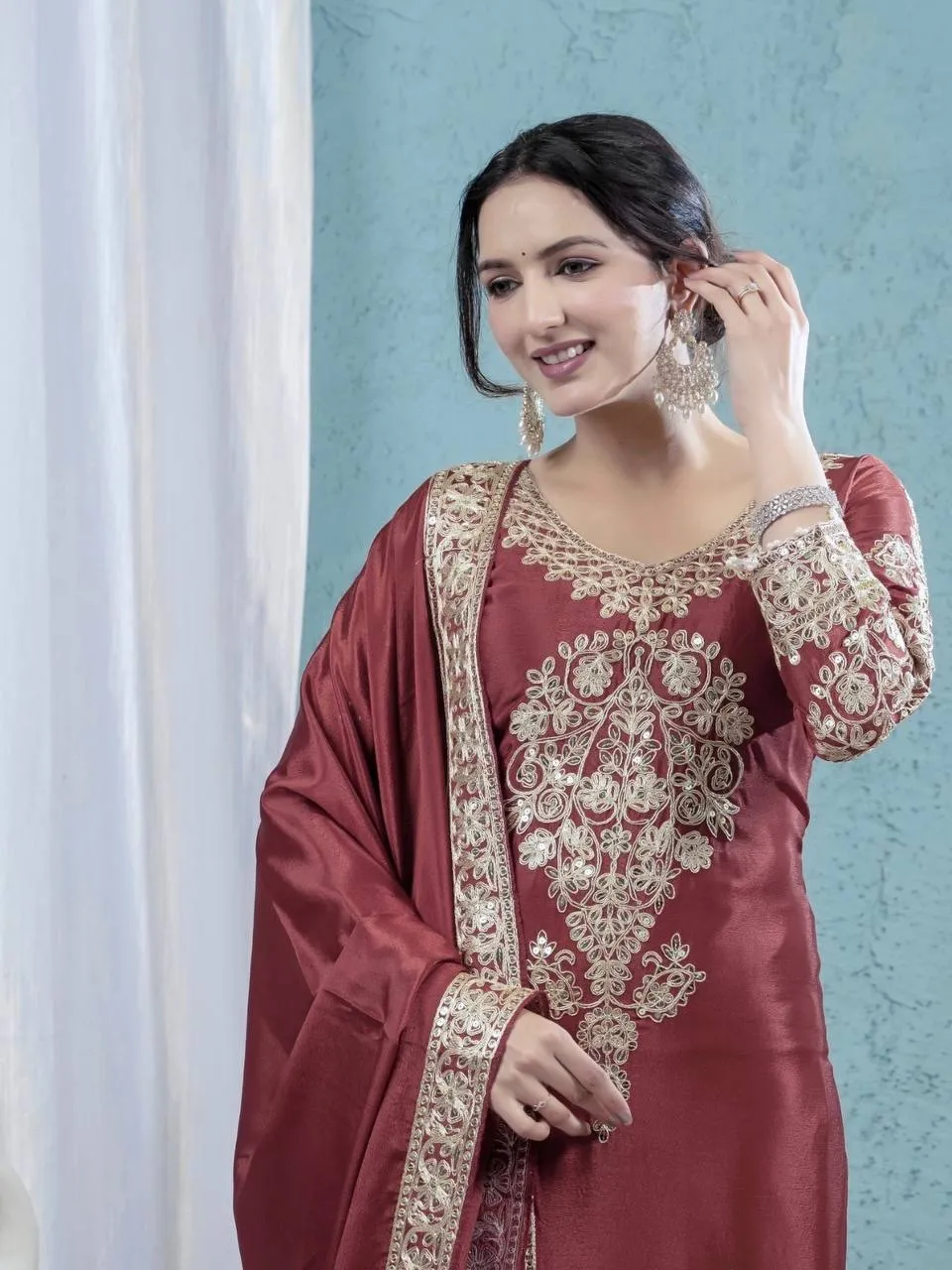 Launching NFD 5034 Chinnon Silk Embroidery Readymade Dress Wholesale 2026