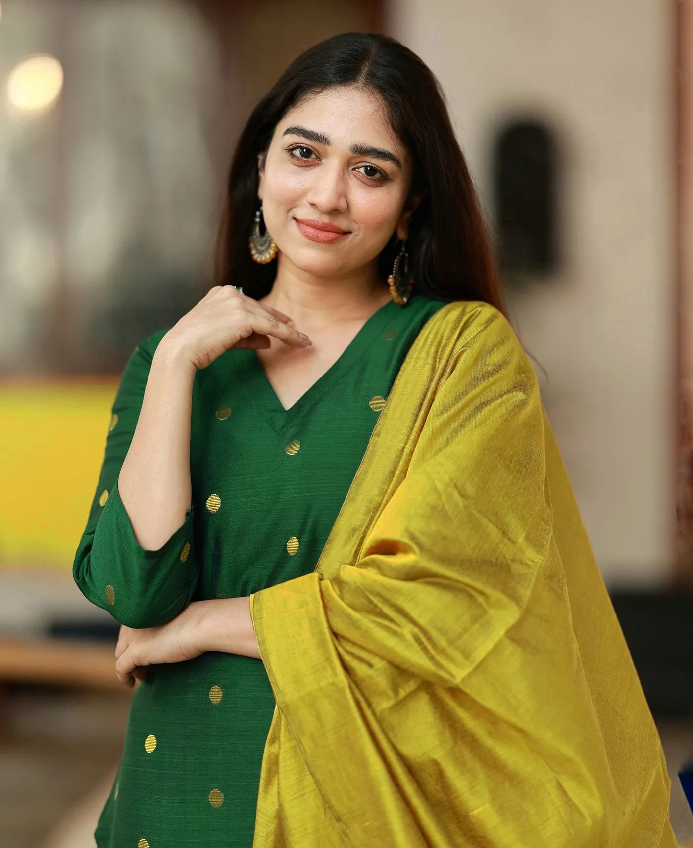 Beautiful FFD Art Silk Weaving Green Readymade Dress Wholesale 2026