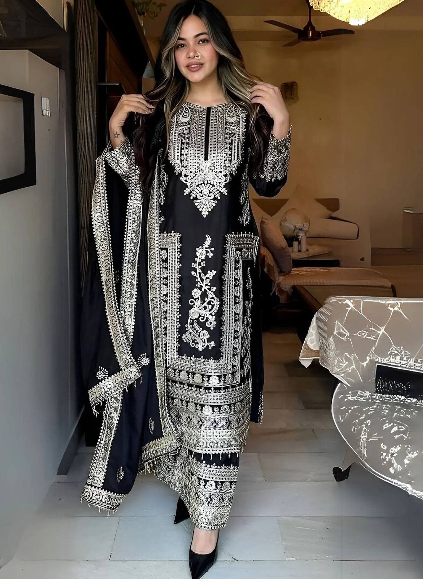Stylish FFD Jalpari Designer Embroidery Readymade Dress Wholesale 2026