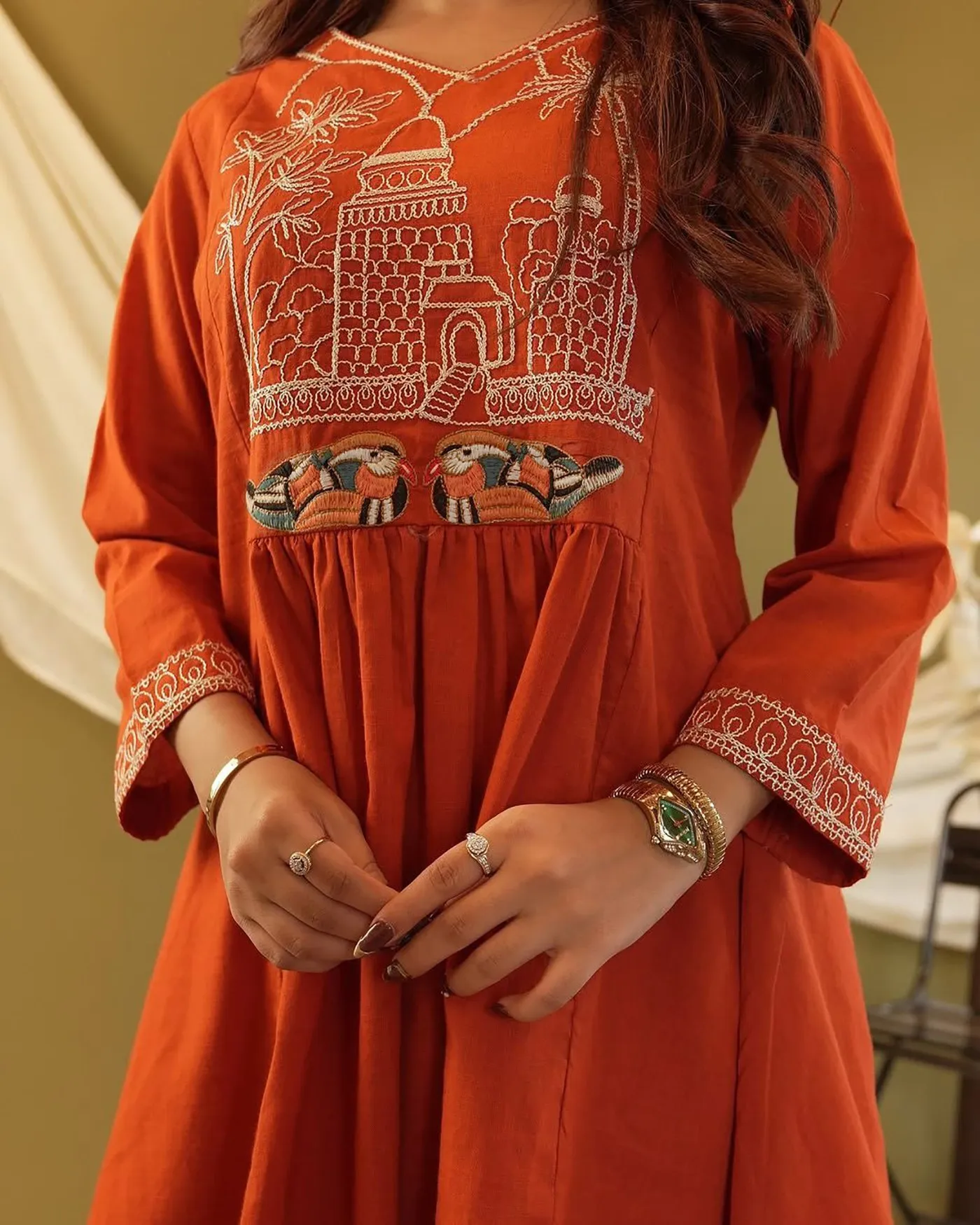 Latest FFD Crepe Embroidery Office Wear Co Ord Set Wholesale 2026
